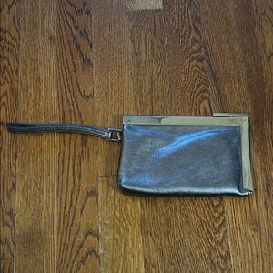 Silver Leather Clutch